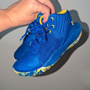 Under Armour Kids Basketball Shoes in Blue and Yellow
